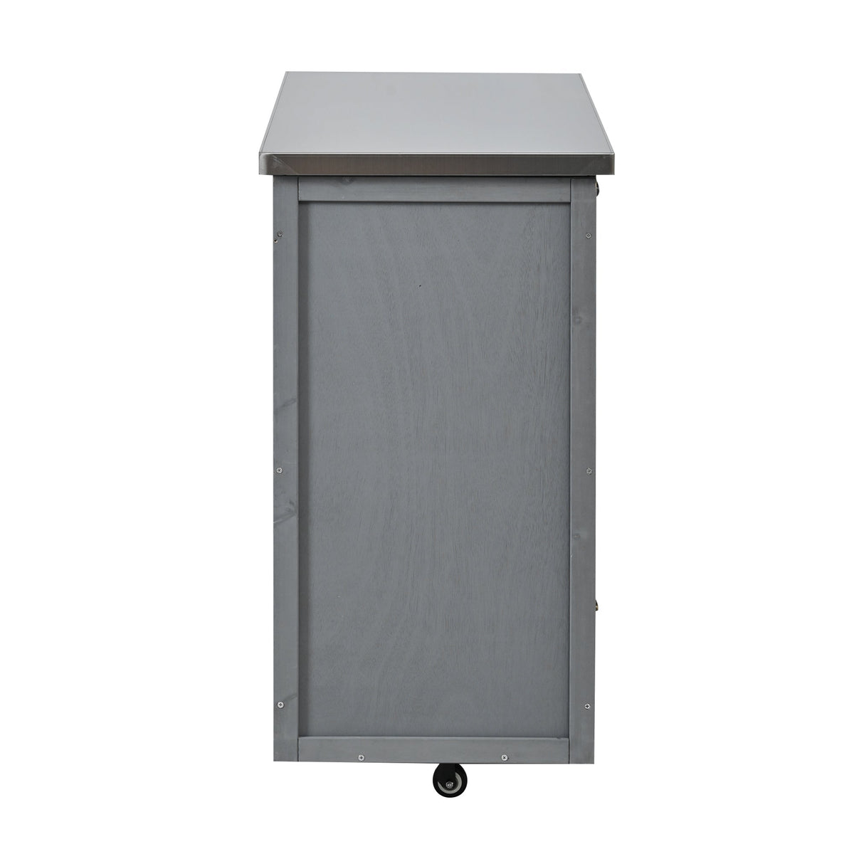 Outdoor Kitchen Island Prep Station with Stainless Steel Top - Natural Fir Wood