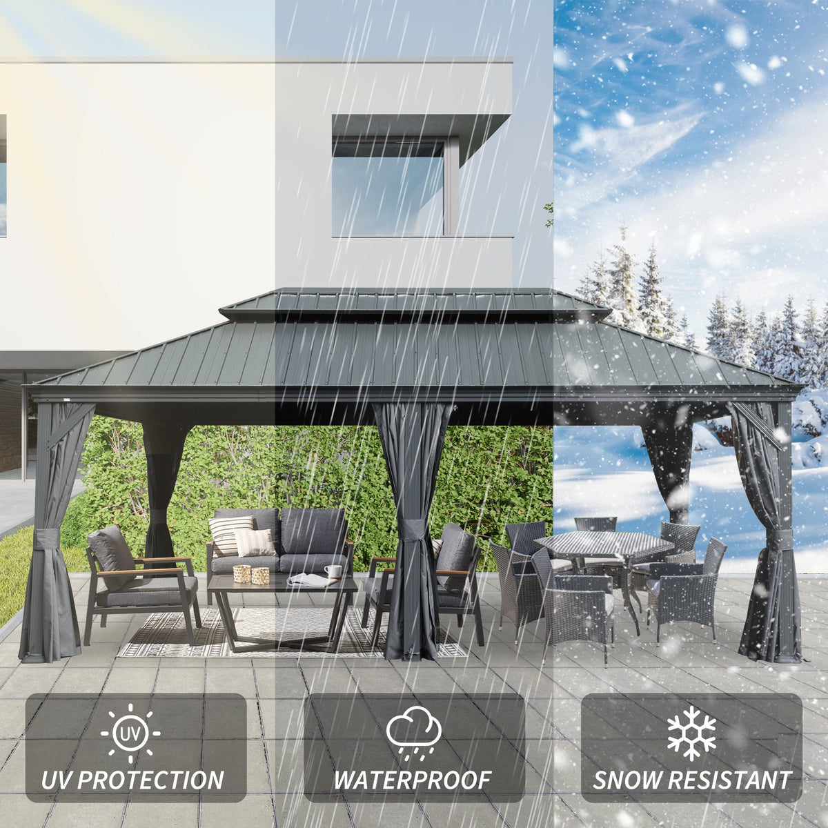 12' x 20' Hardtop Gazebo with Drainage System - Metal
