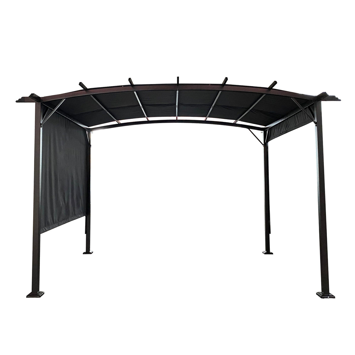 Outdoor Patio Pergola Gazebo with Retractable Canopy - Beige or Dark Gray