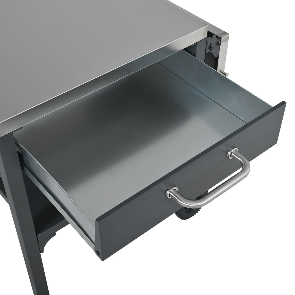 Foldable Outdoor Kitchen Cart with Storage - Black