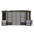 10x14FT All Season Sunroom with Sliding Doors - Dark Brown