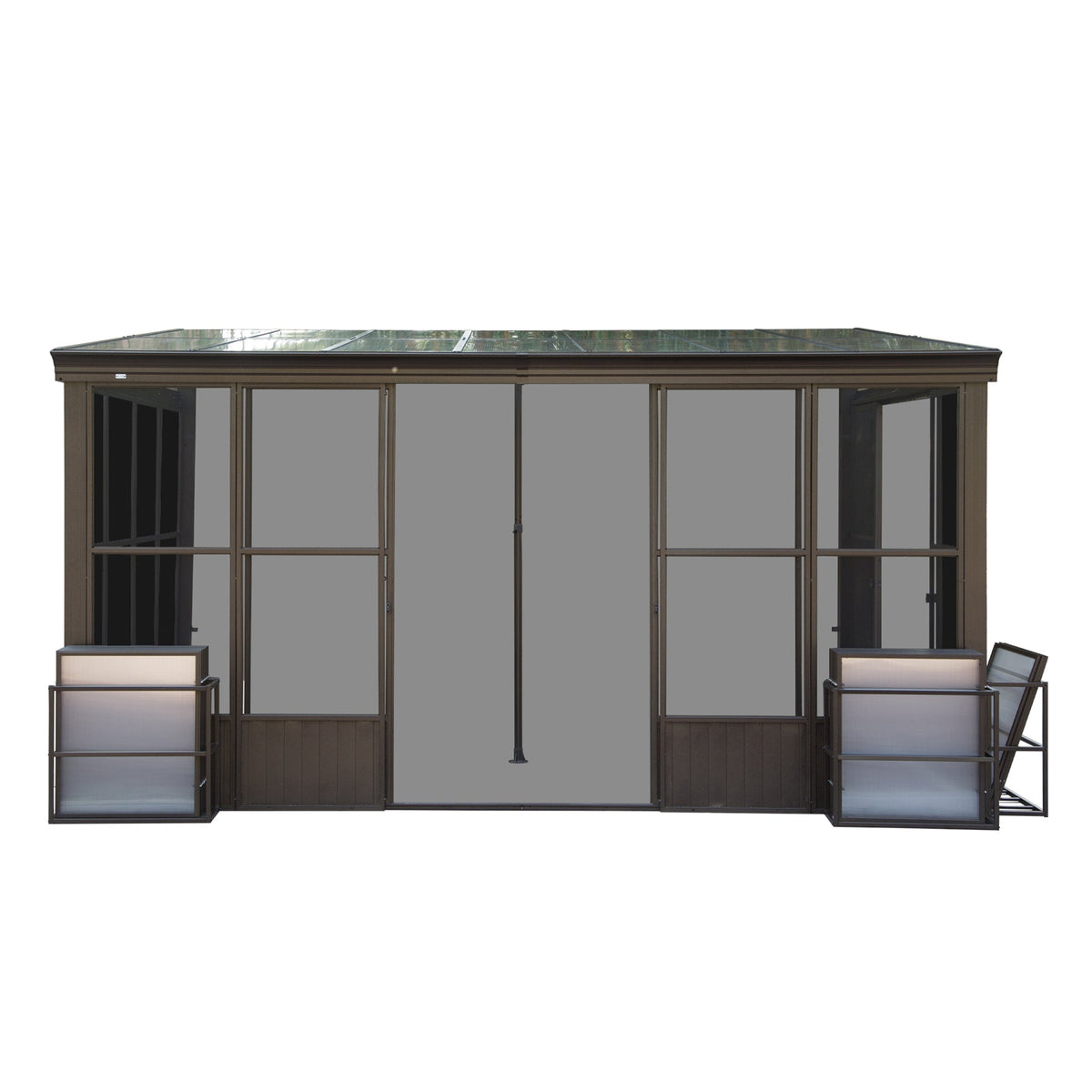 10x12FT Aluminum Sunroom with Detachable Windows - Dark Brown