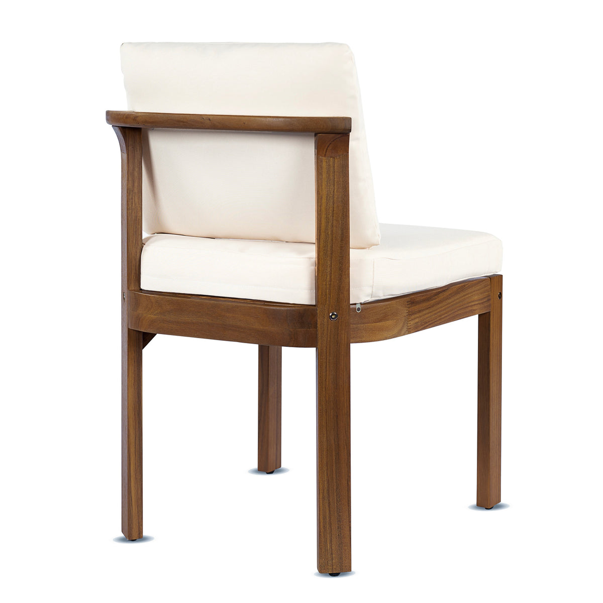 Acacia Wood Outdoor Dining Chair Set of 4 with Water-Repellent Cushions – Brown, Cream or Cream, Teak