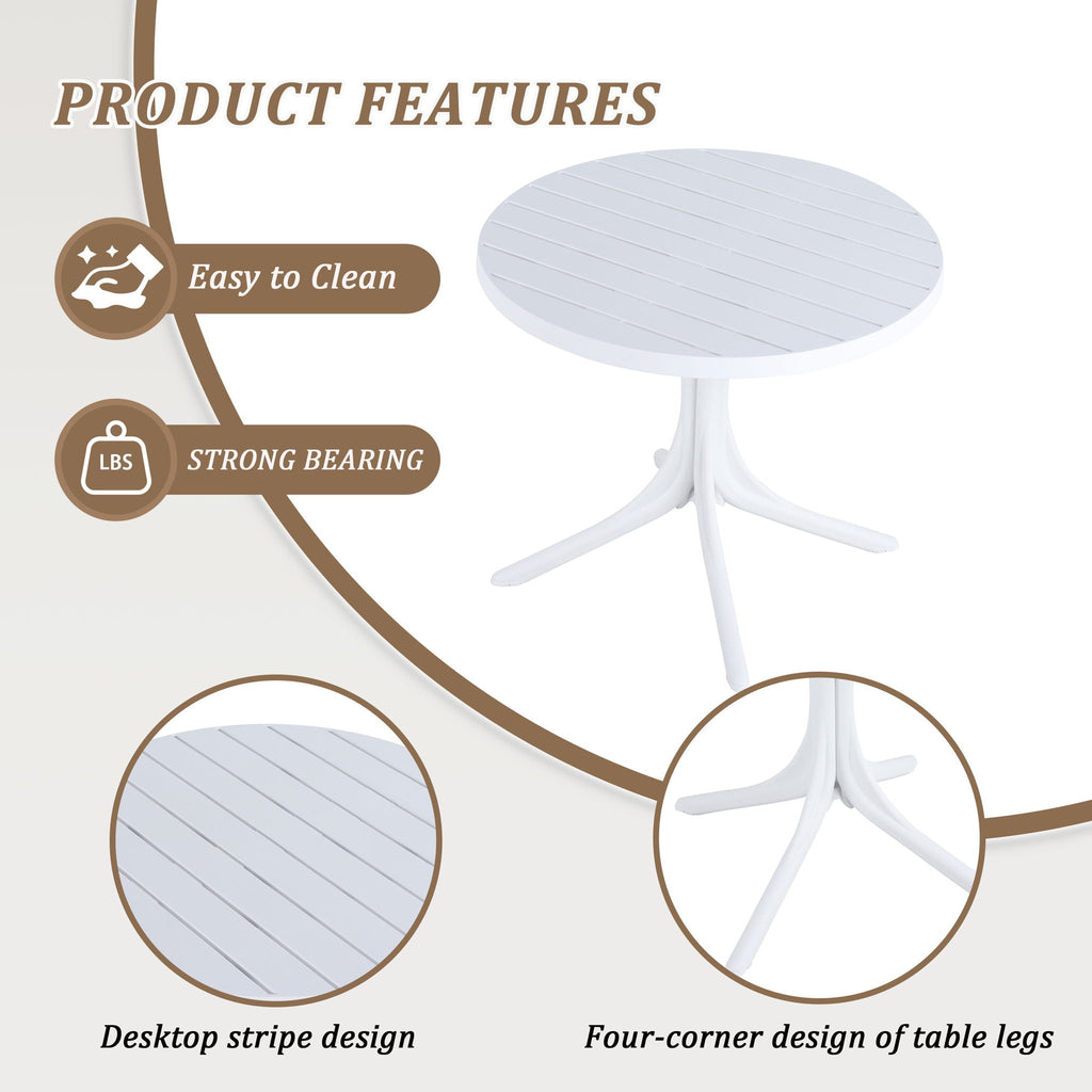 4 Modern Stackable Plastic Armchair Set with Round Table - Light Blue or Dark Gray