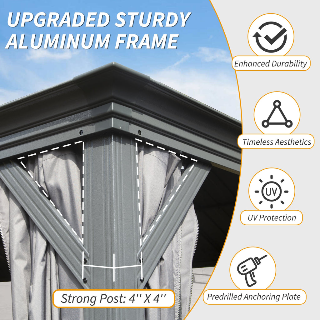12' x 20' Hardtop Gazebo with Drainage System - Metal