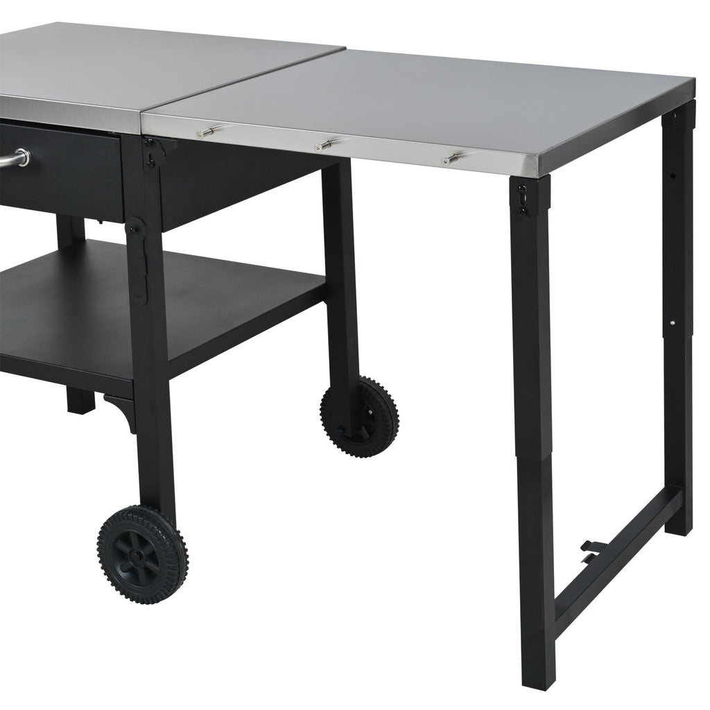 Foldable Outdoor Kitchen Cart with Storage - Black