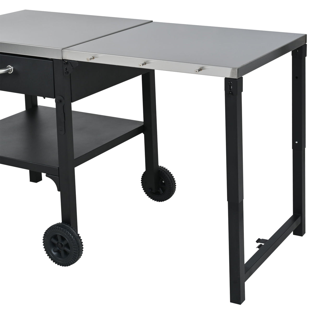 Foldable Outdoor Kitchen Cart with Storage - Black