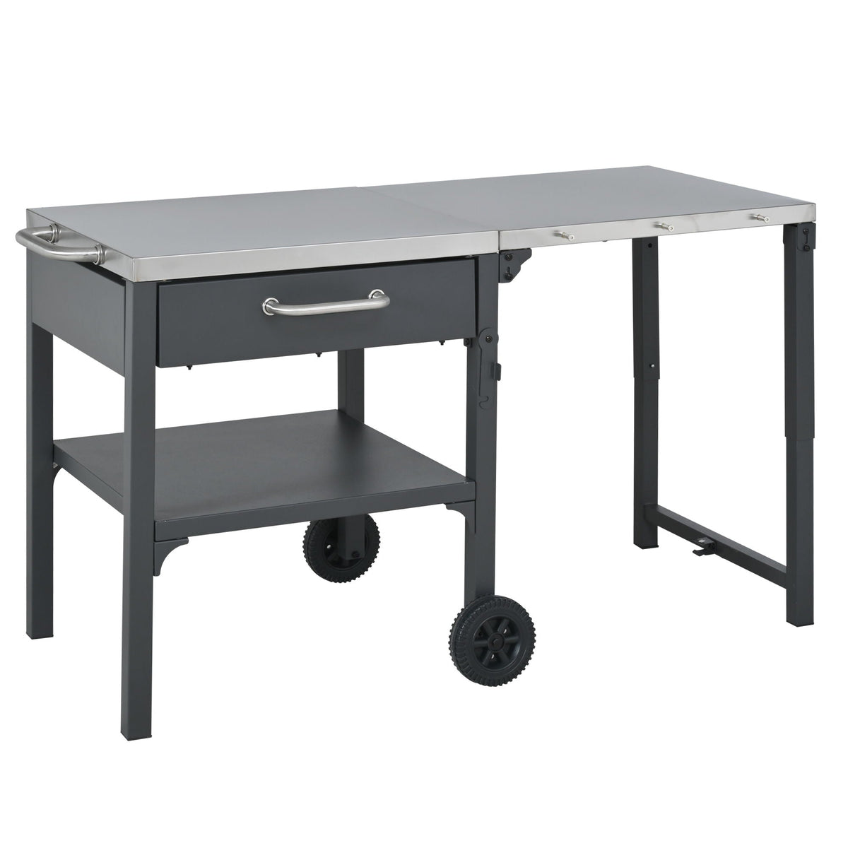 Foldable Outdoor Kitchen Cart with Storage - Black