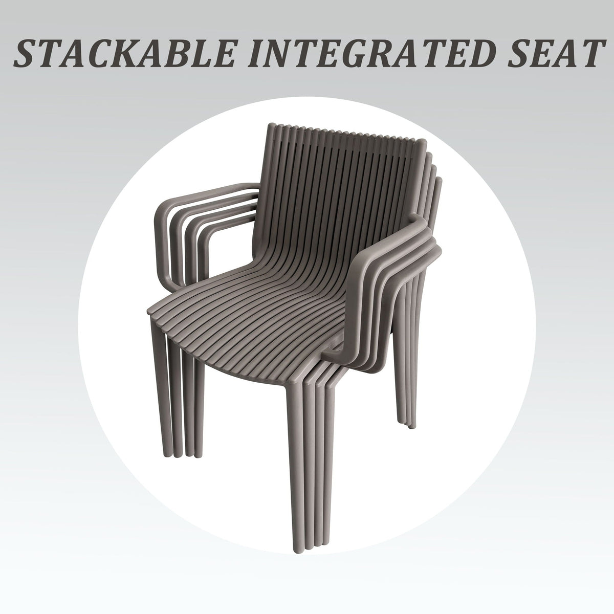 4 Modern Stackable Plastic Armchair Set with Round Table - Light Blue or Dark Gray