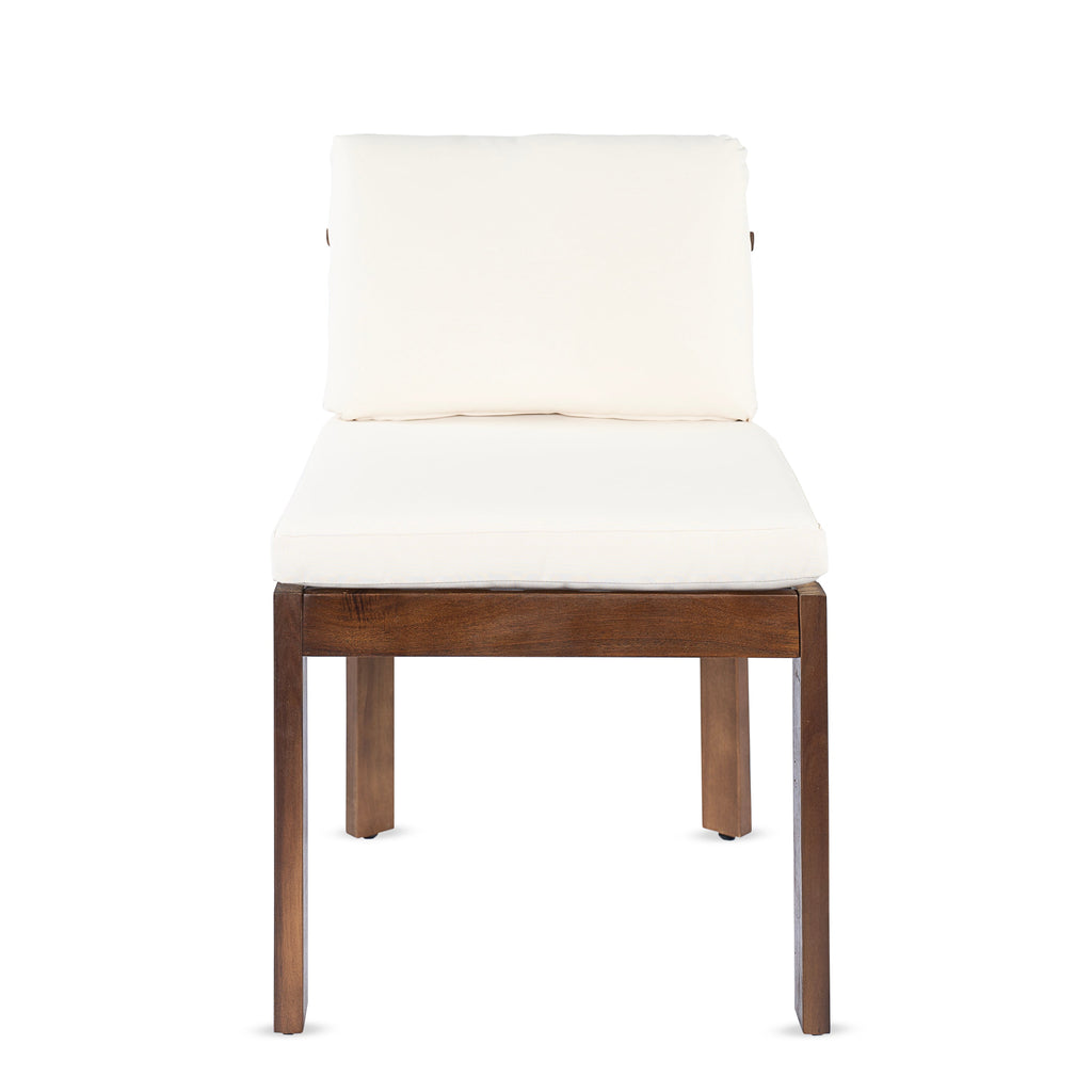 Acacia Wood Outdoor Dining Chair Set of 4 with Water-Repellent Cushions – Brown, Cream or Cream, Teak