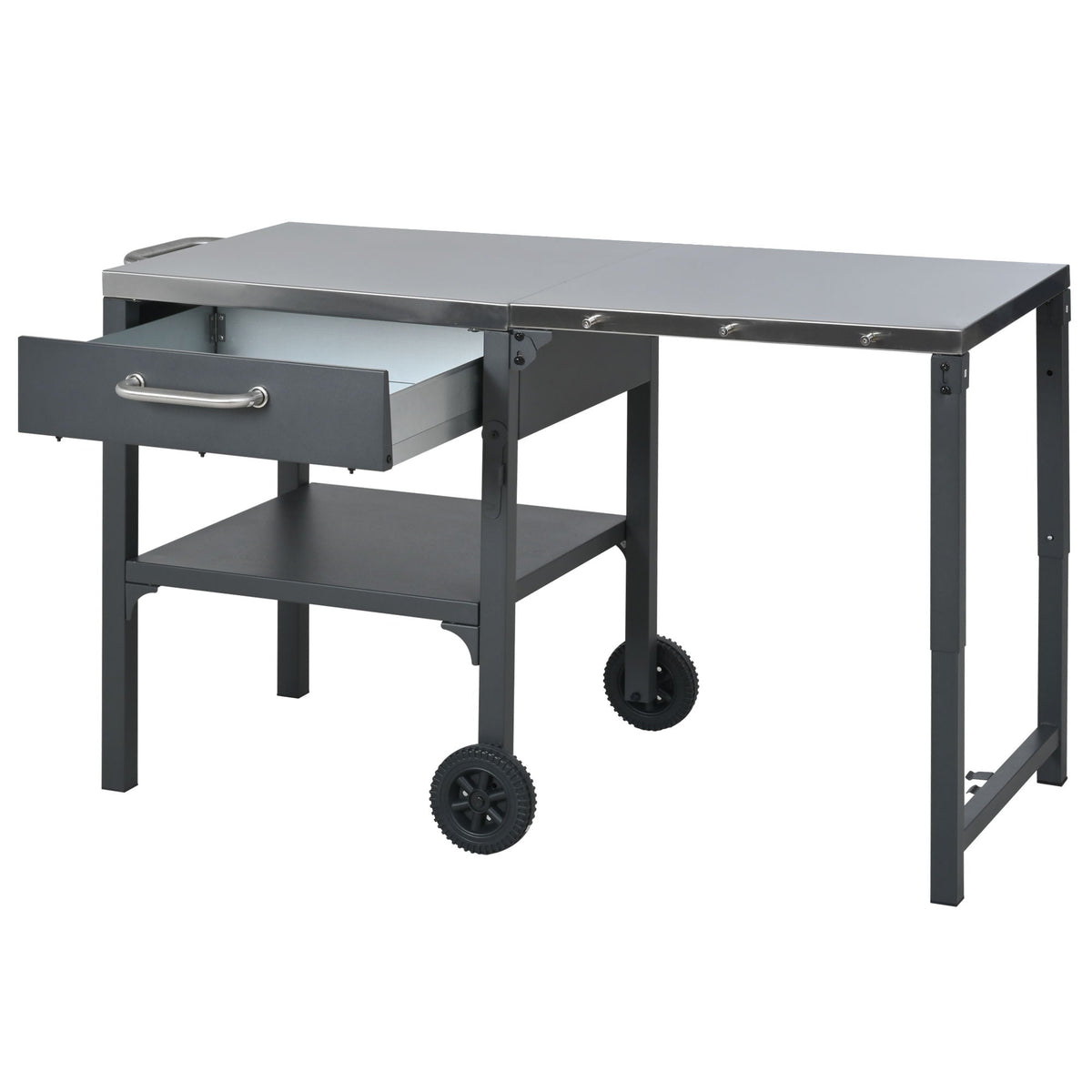 Foldable Outdoor Kitchen Cart with Storage - Black