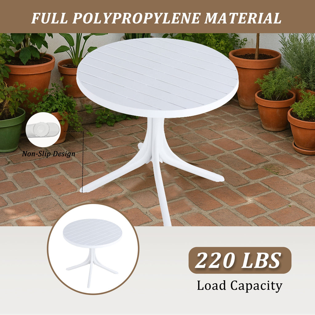 4 Modern Stackable Plastic Armchair Set with Round Table - Light Blue or Dark Gray