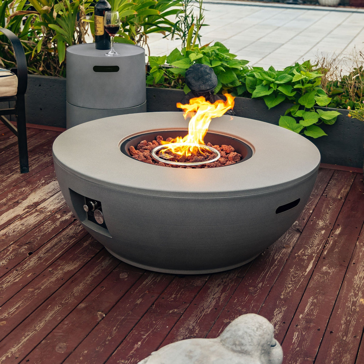 36'' Propane Gas Fire Pit Table with 50,000 BTU Burner - Grey