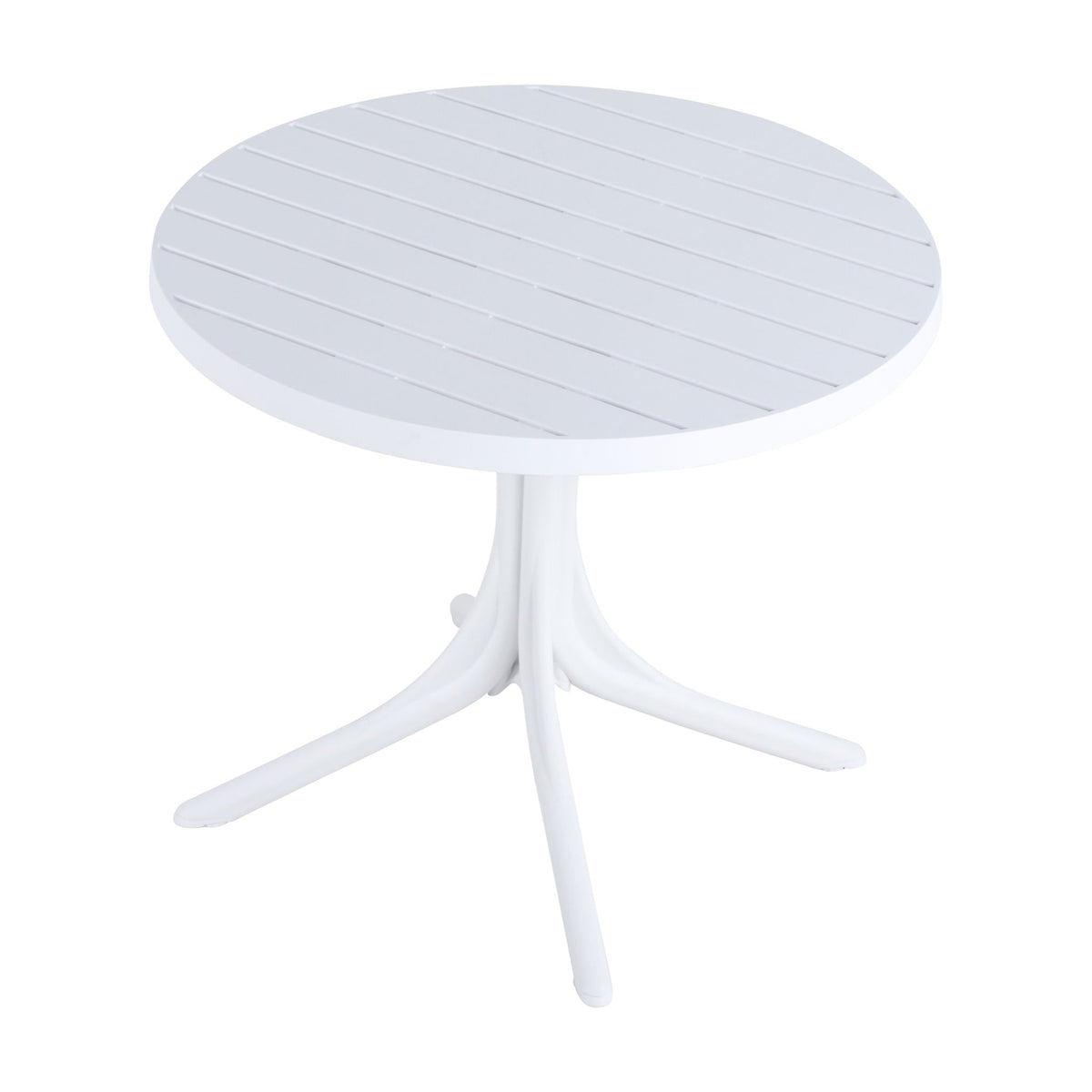4 Modern Stackable Plastic Armchair Set with Round Table - Light Blue or Dark Gray