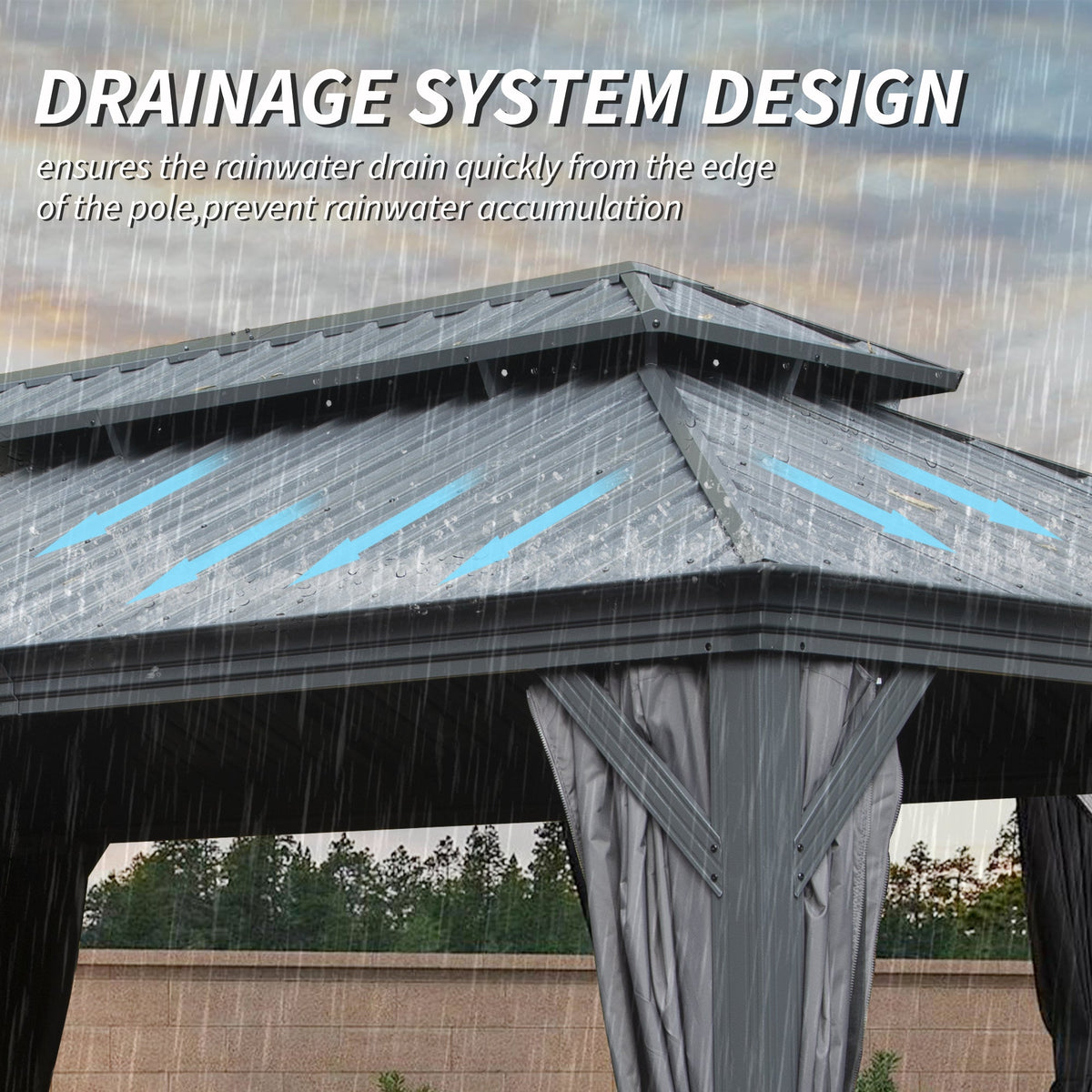 12' x 20' Hardtop Gazebo with Drainage System - Metal